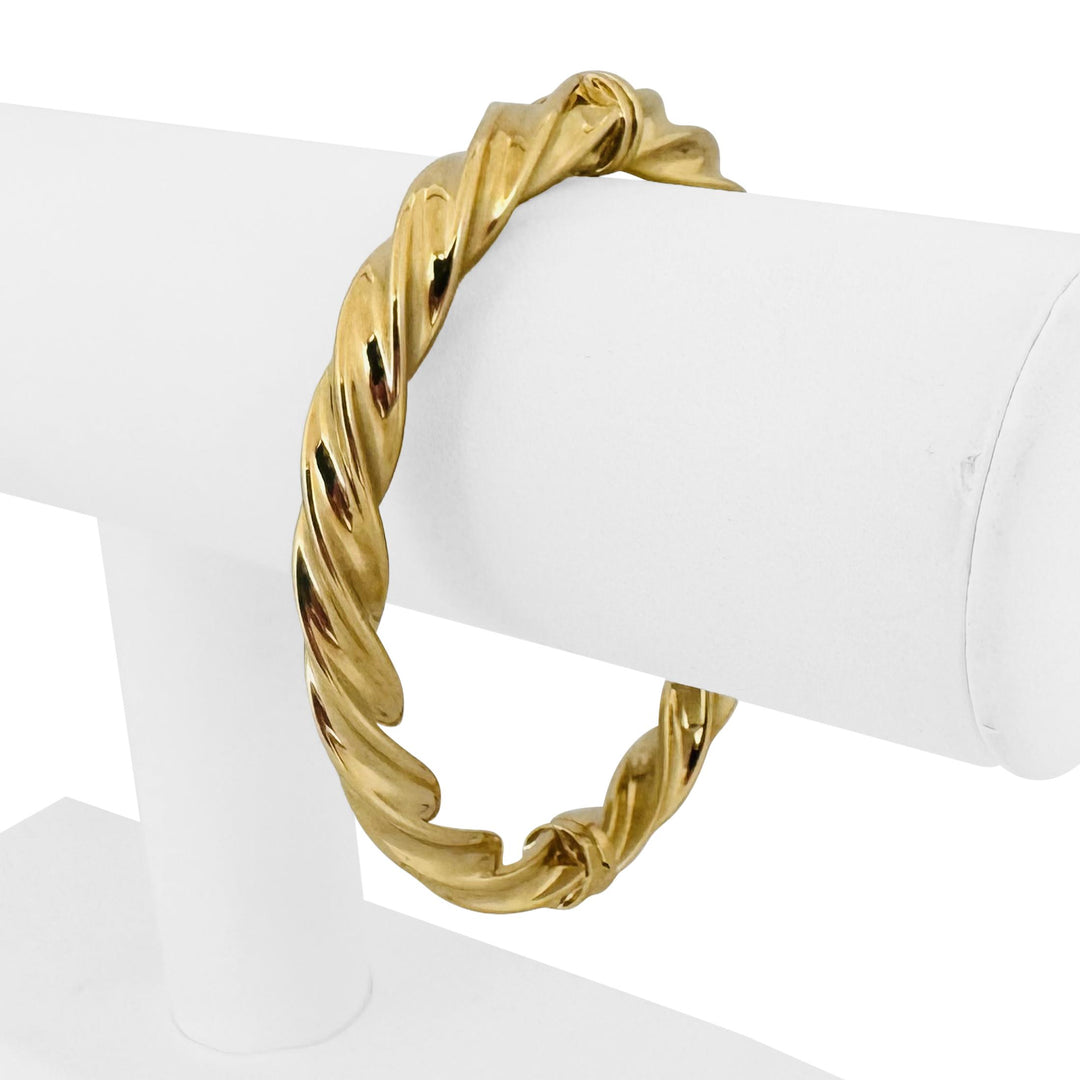 18k Yellow Gold 10.8g Vintage Milor Spiral Twisted Bangle Bracelet Italy 7"