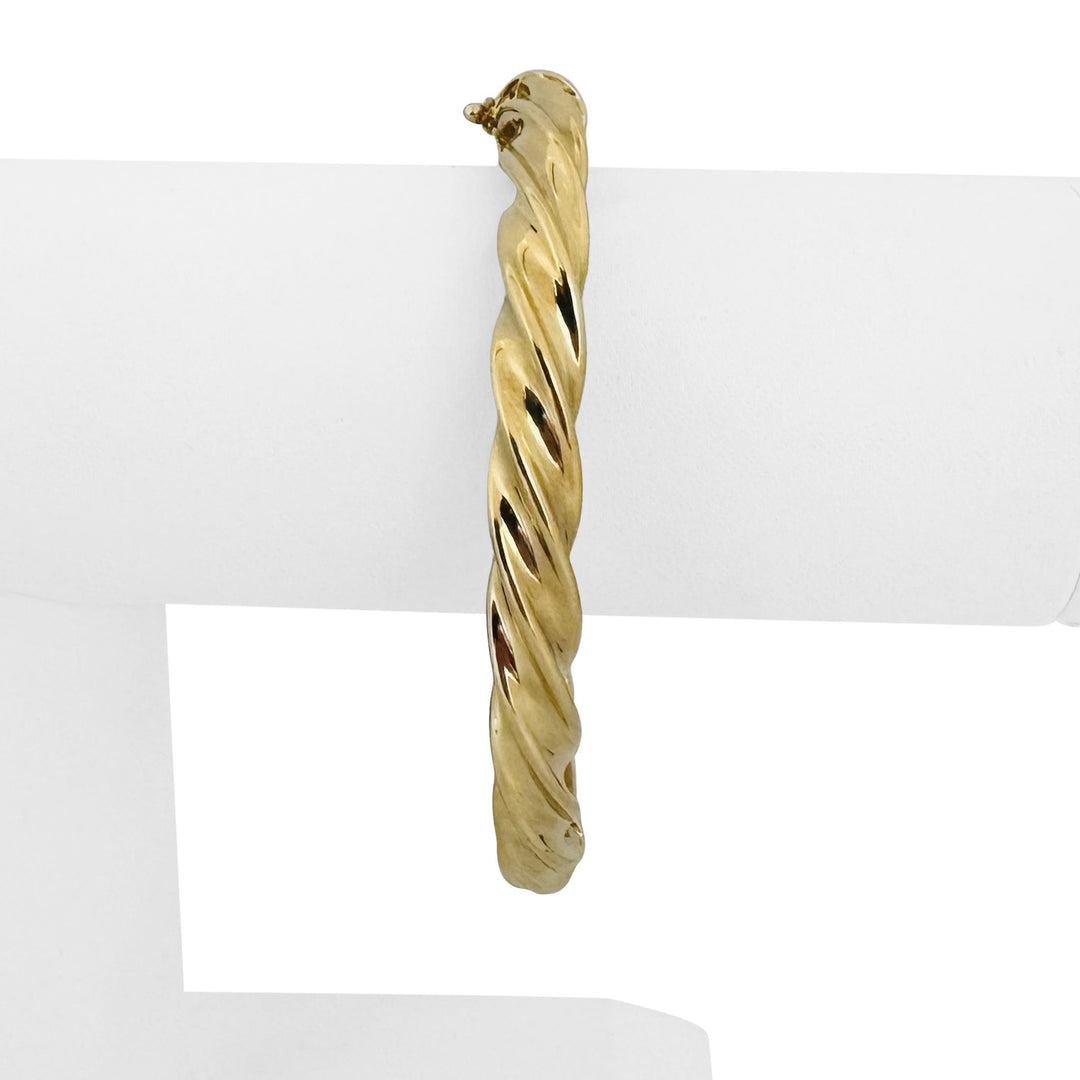 18k Yellow Gold 10.8g Vintage Milor Spiral Twisted Bangle Bracelet Italy 7"