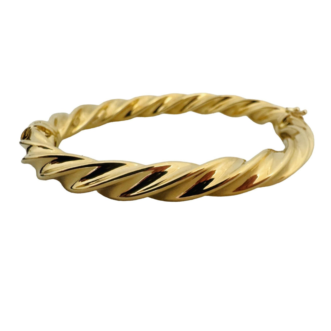 18k Yellow Gold 10.8g Vintage Milor Spiral Twisted Bangle Bracelet Italy 7"