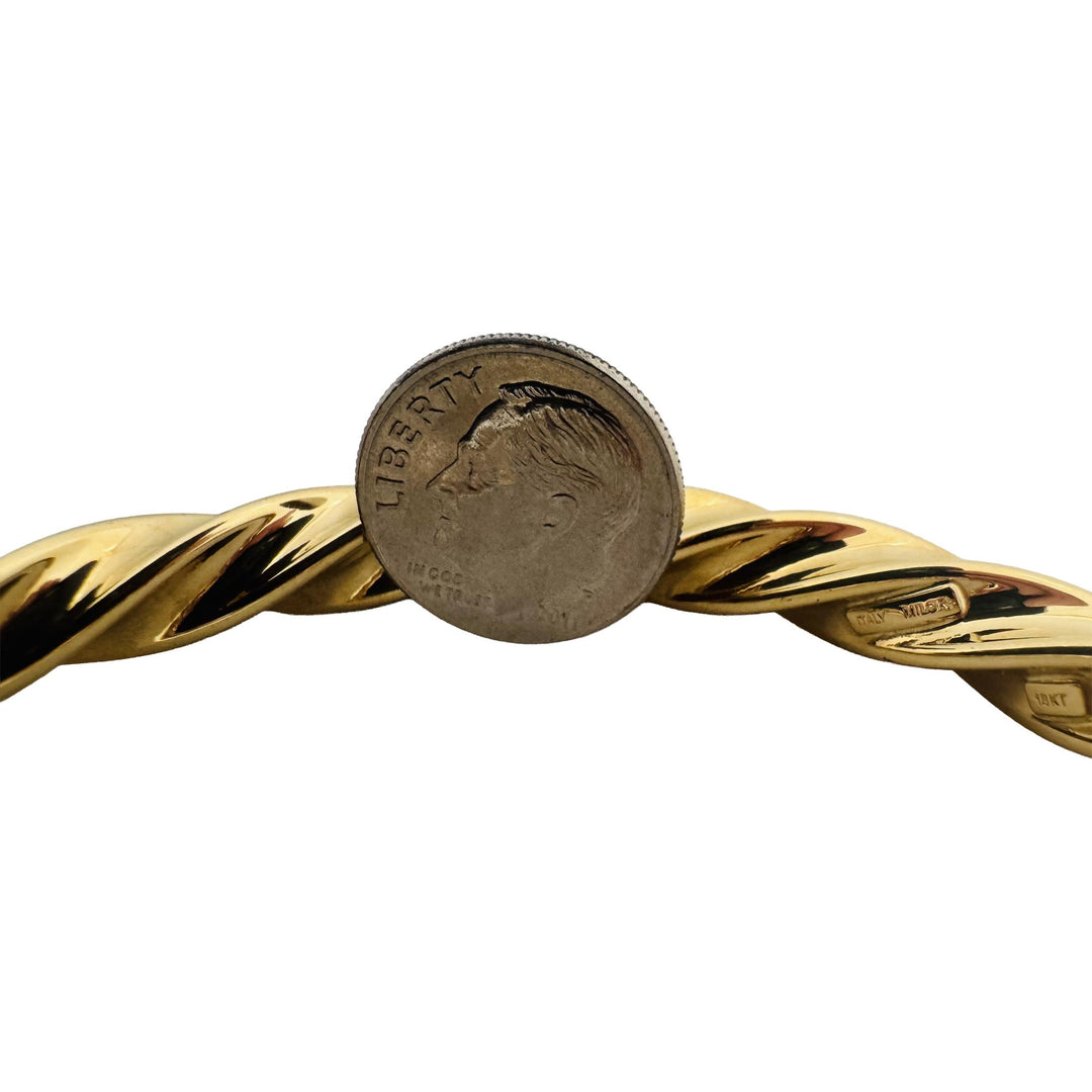 18k Yellow Gold 10.8g Vintage Milor Spiral Twisted Bangle Bracelet Italy 7"