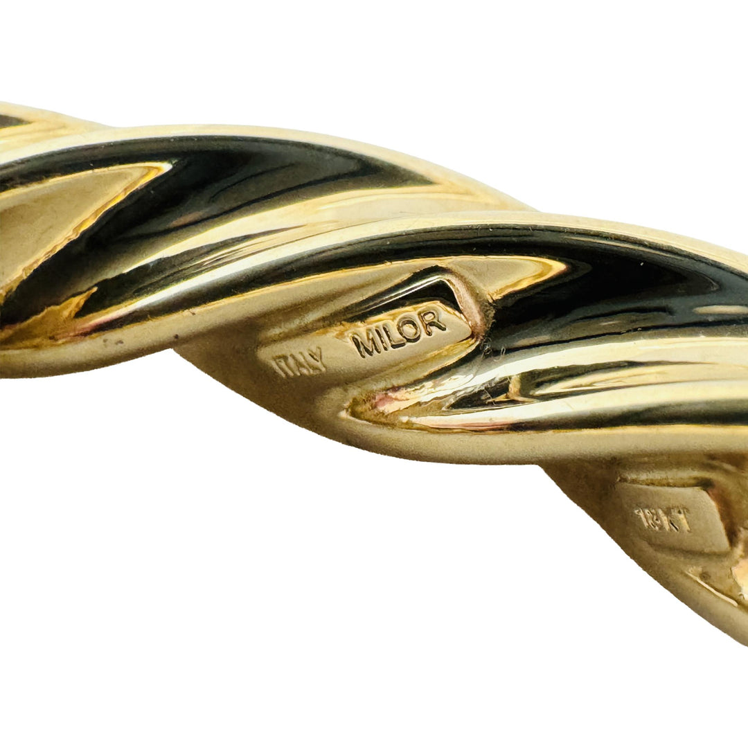 18k Yellow Gold 10.8g Vintage Milor Spiral Twisted Bangle Bracelet Italy 7"