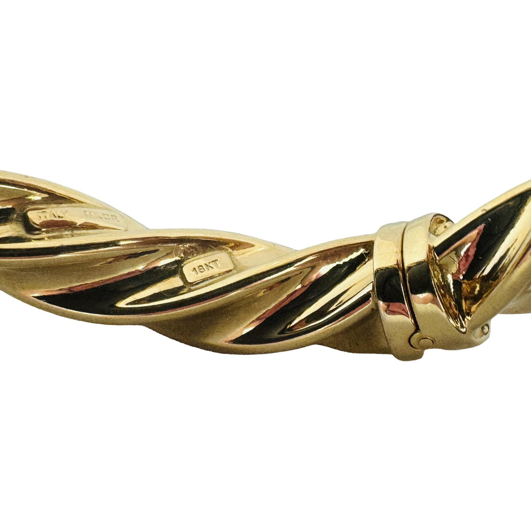 18k Yellow Gold 10.8g Vintage Milor Spiral Twisted Bangle Bracelet Italy 7"