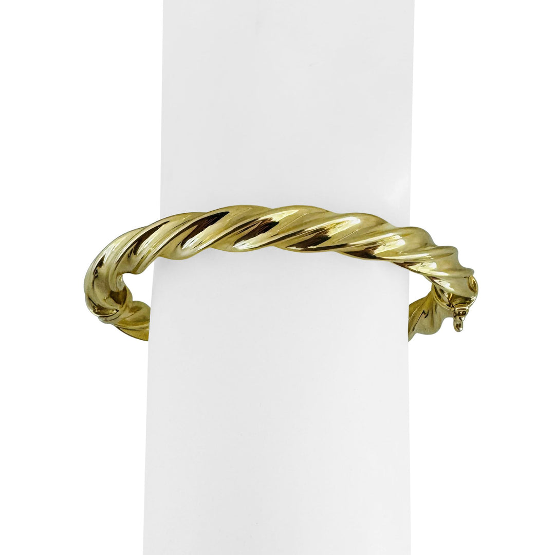 18k Yellow Gold 10.8g Vintage Milor Spiral Twisted Bangle Bracelet Italy 7"