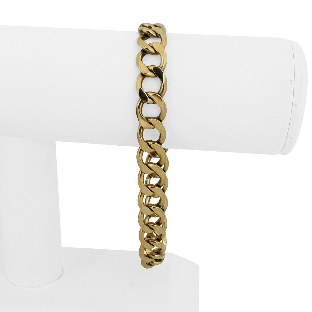 18k Yellow Gold 39g Solid Heavy Vintage Men's 10mm Curb Link Bracelet 9"