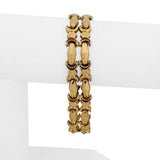 18k Yellow Gold 18.2g Ladies Vintage 15mm Fancy Link Bracelet Italy 7.5"