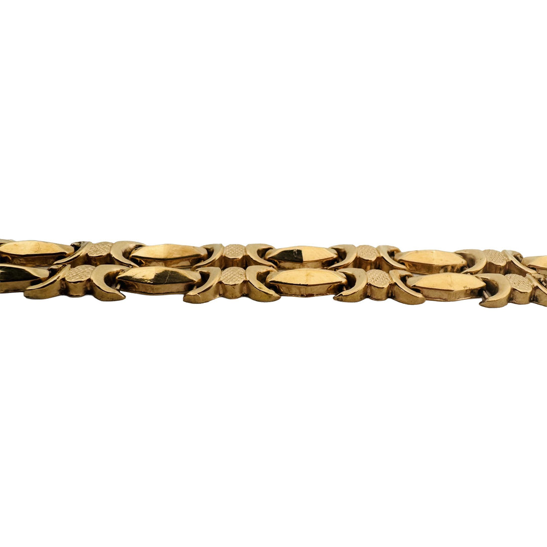 18k Yellow Gold 18.2g Ladies Vintage 15mm Fancy Link Bracelet Italy 7.5"