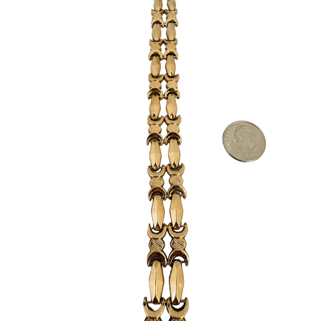 18k Yellow Gold 18.2g Ladies Vintage 15mm Fancy Link Bracelet Italy 7.5"