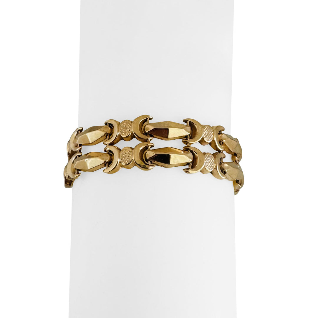 18k Yellow Gold 18.2g Ladies Vintage 15mm Fancy Link Bracelet Italy 7.5"