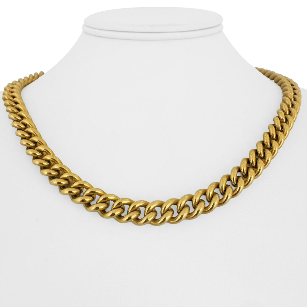 18k Yellow Gold 46.4g Heavy Thick Semi Solid Curb Link Chain Necklace Italy 18"