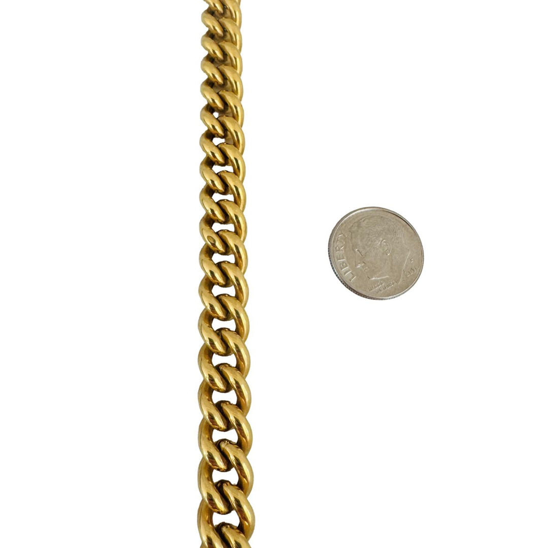 18k Yellow Gold 46.4g Heavy Thick Semi Solid Curb Link Chain Necklace Italy 18"