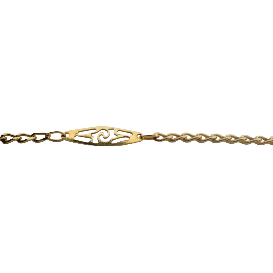18k Yellow Gold 10g Vintage Long Curb Link Station Necklace Italy 31"