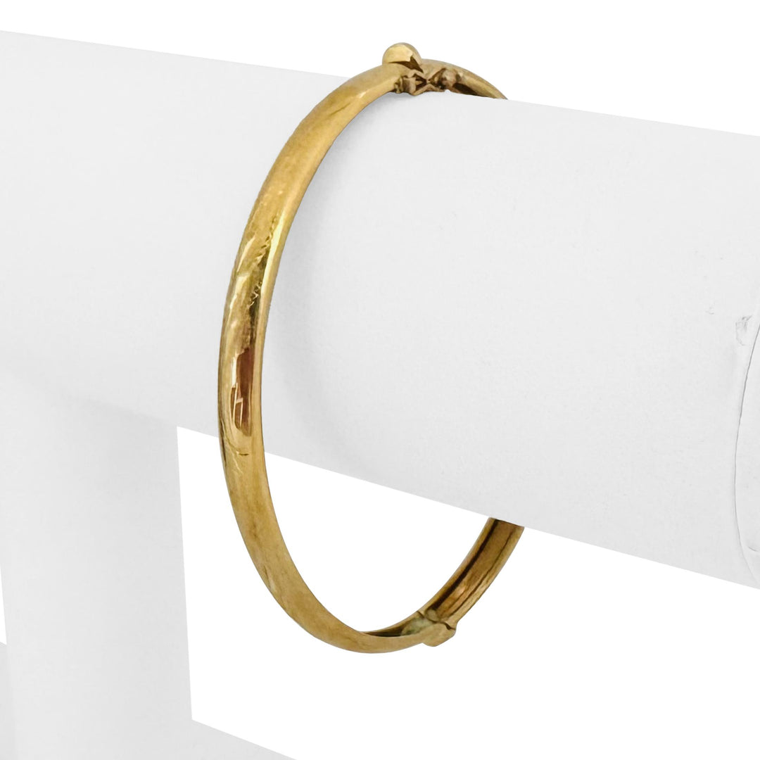 18k Yellow Gold 10.3g Vintage Ladies Floral Bangle Bracelet Italy 7.75"