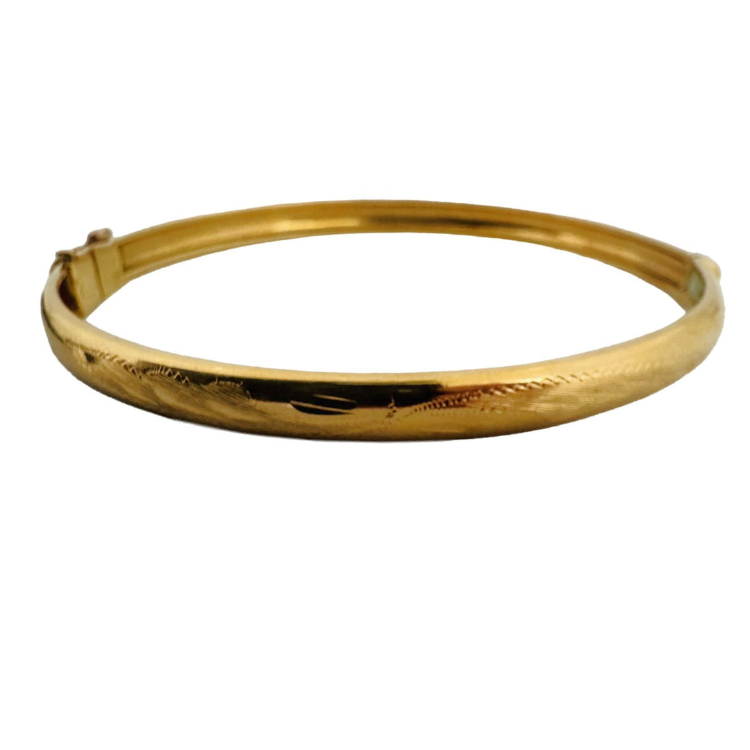 18k Yellow Gold 10.3g Vintage Ladies Floral Bangle Bracelet Italy 7.75"