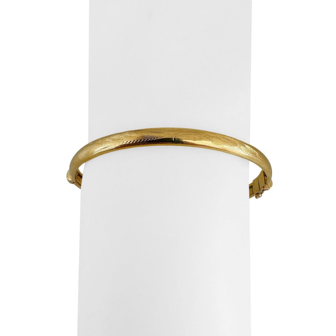 18k Yellow Gold 10.3g Vintage Ladies Floral Bangle Bracelet Italy 7.75"