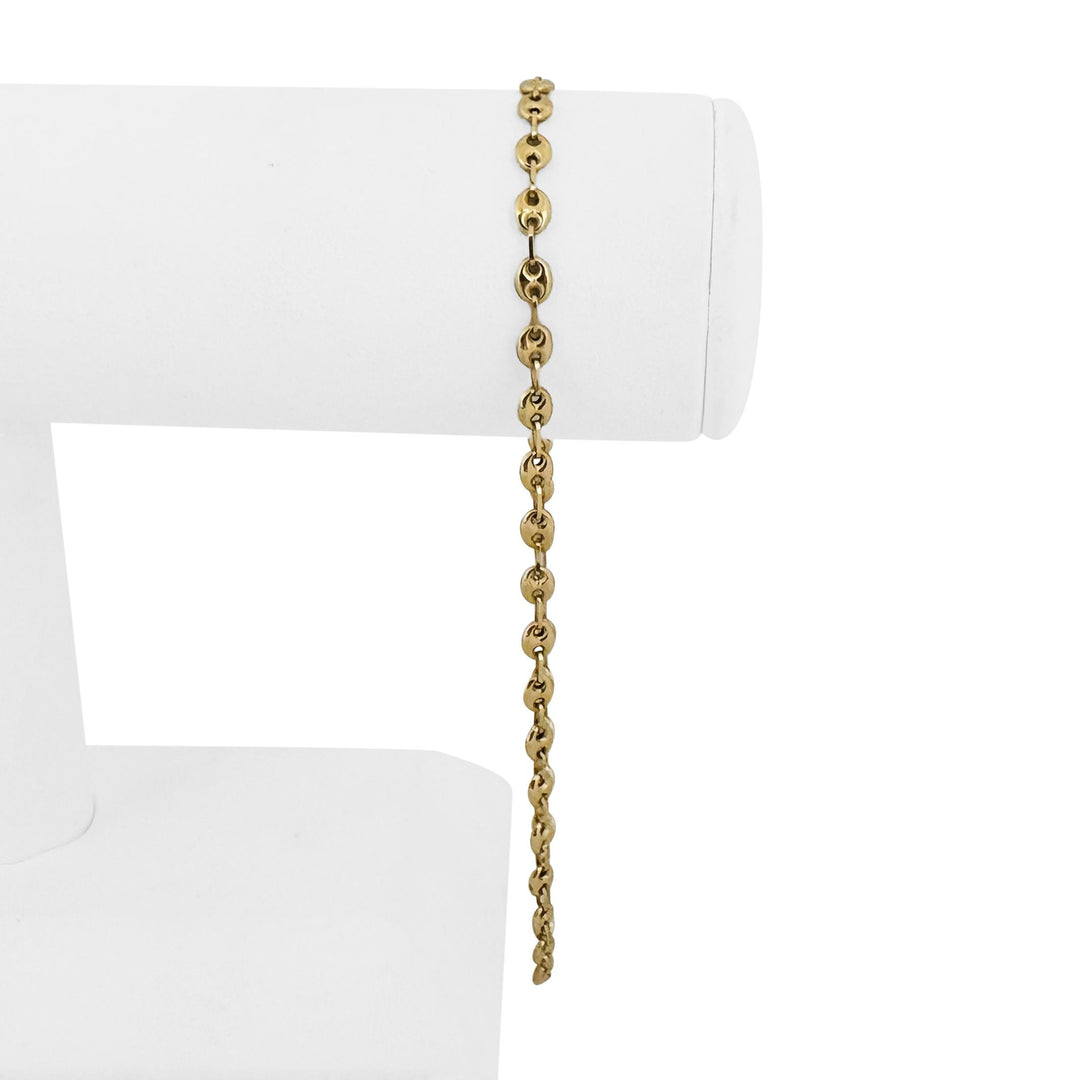 18k Yellow Gold 3.6g Puffy Mariner Link Anklet 11"