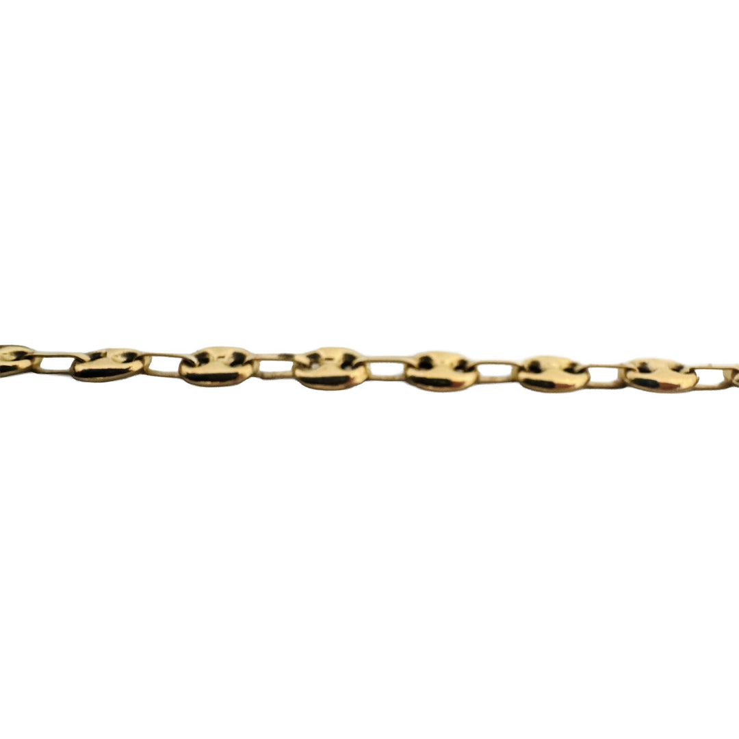 18k Yellow Gold 3.6g Puffy Mariner Link Anklet 11"