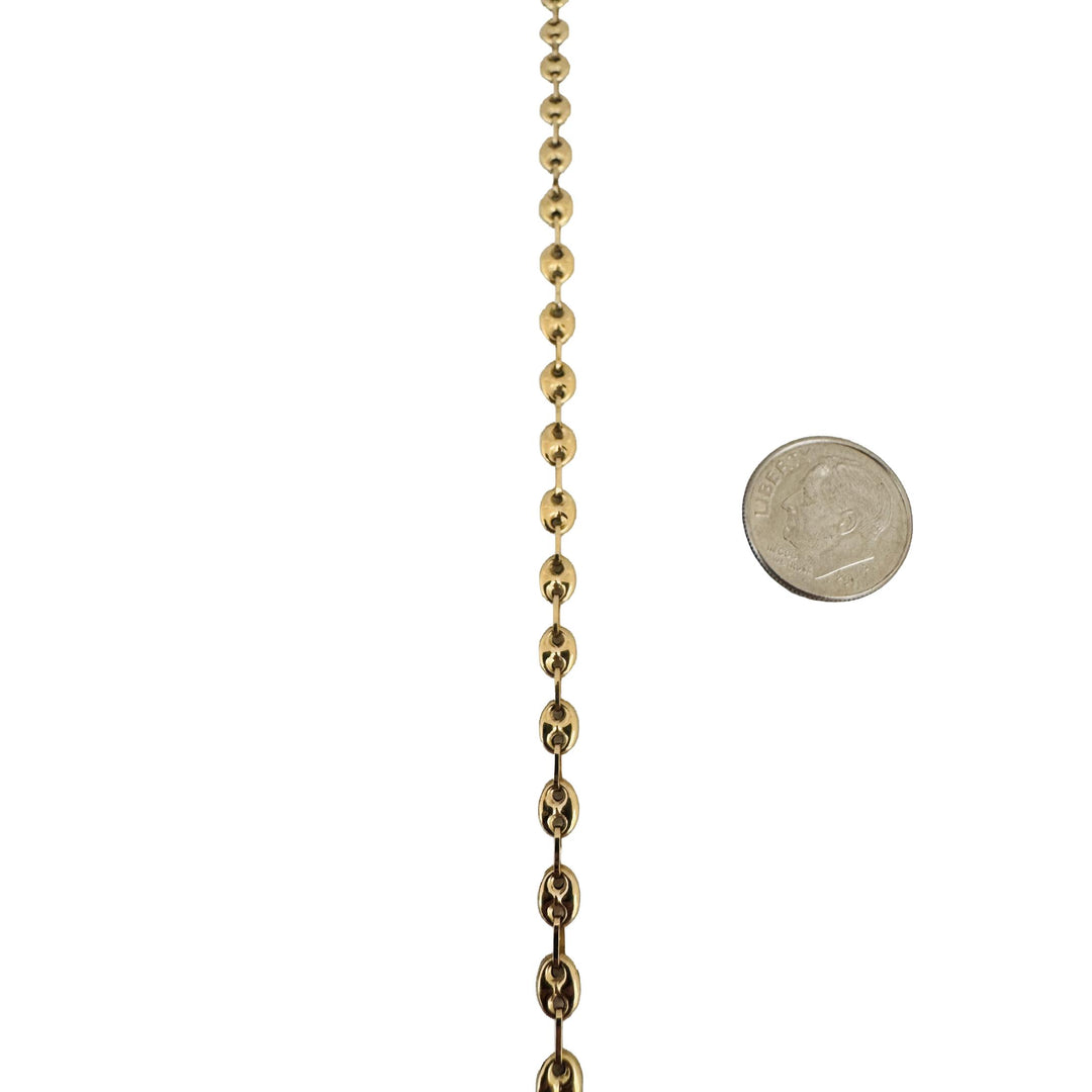 18k Yellow Gold 3.6g Puffy Mariner Link Anklet 11"