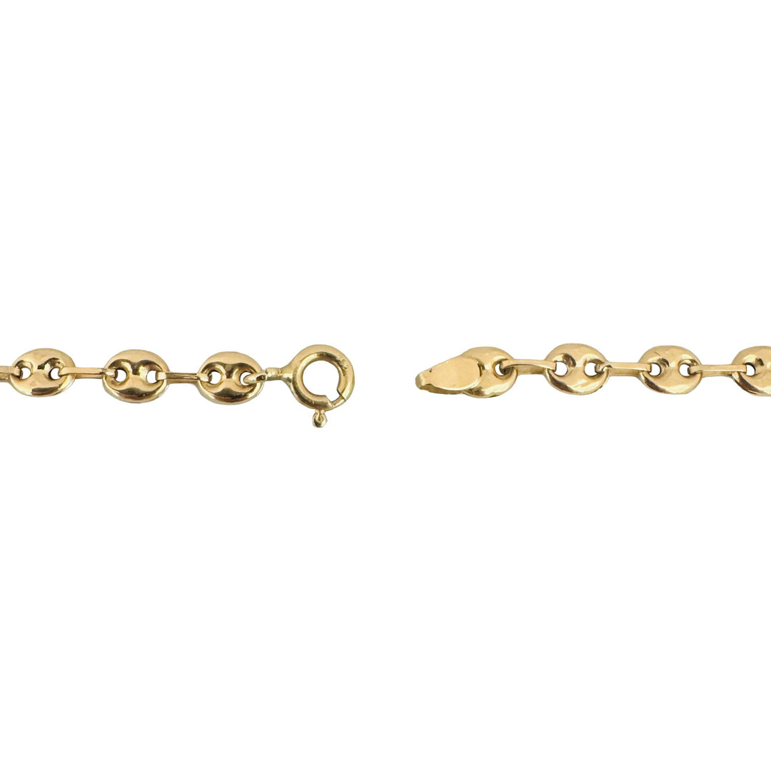 18k Yellow Gold 3.6g Puffy Mariner Link Anklet 11"