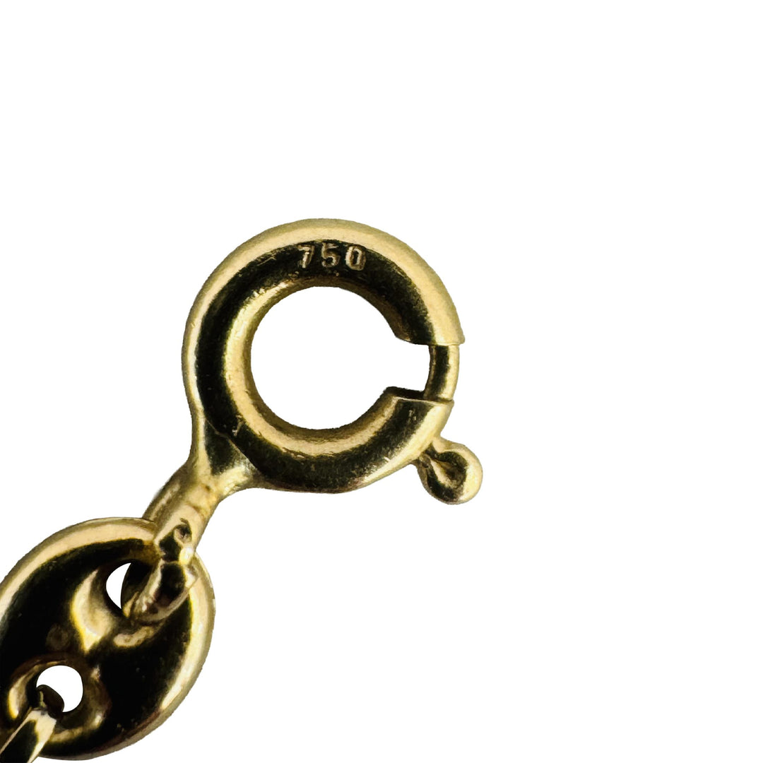 18k Yellow Gold 3.6g Puffy Mariner Link Anklet 11"