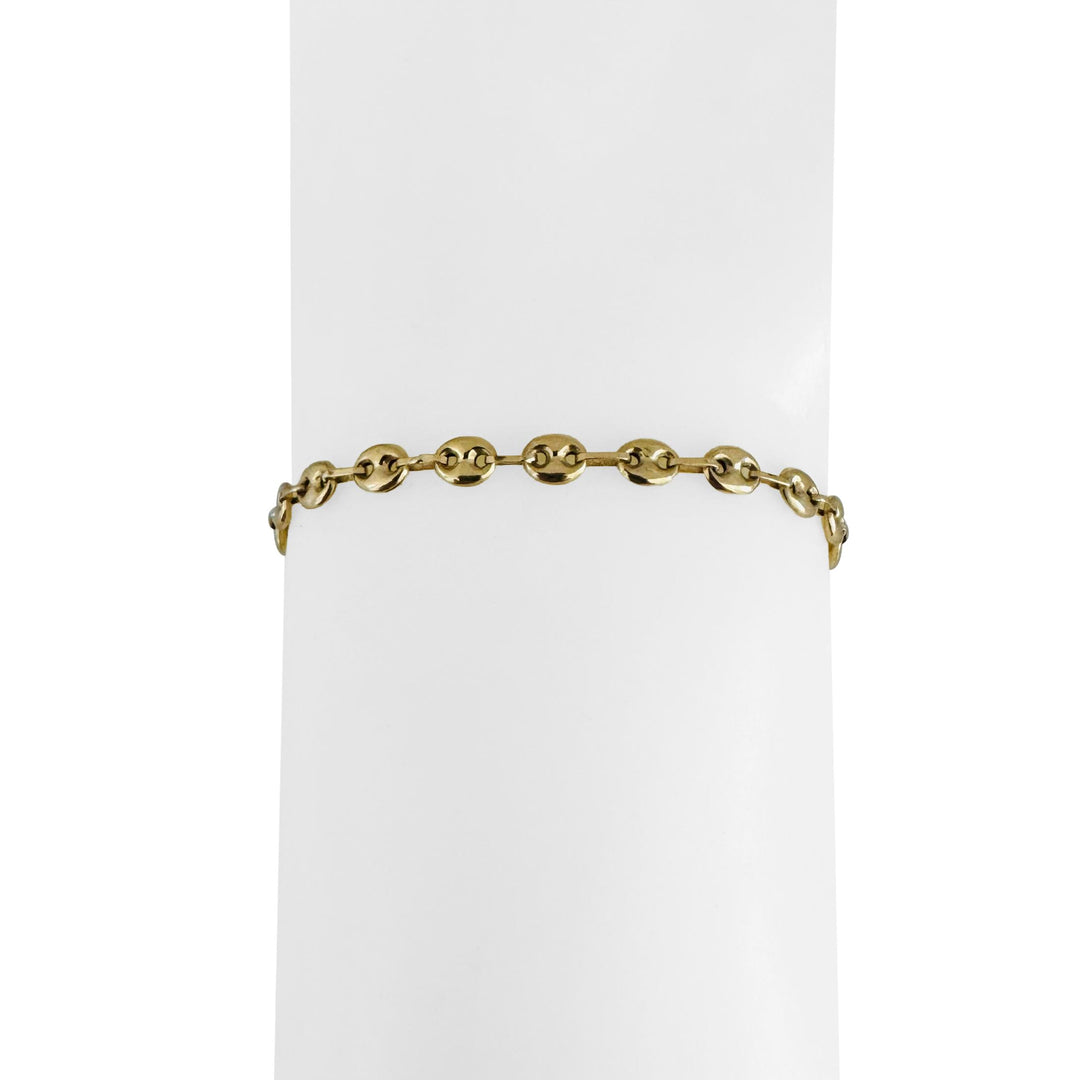 18k Yellow Gold 3.6g Puffy Mariner Link Anklet 11"