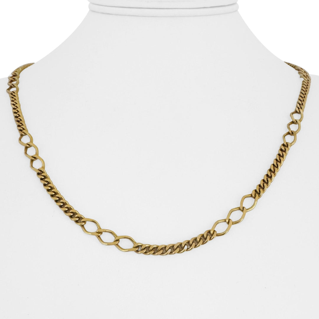 18k Yellow Gold 21.8g Vintage Solid 5mm Curb Link Station Necklace Italy 20"