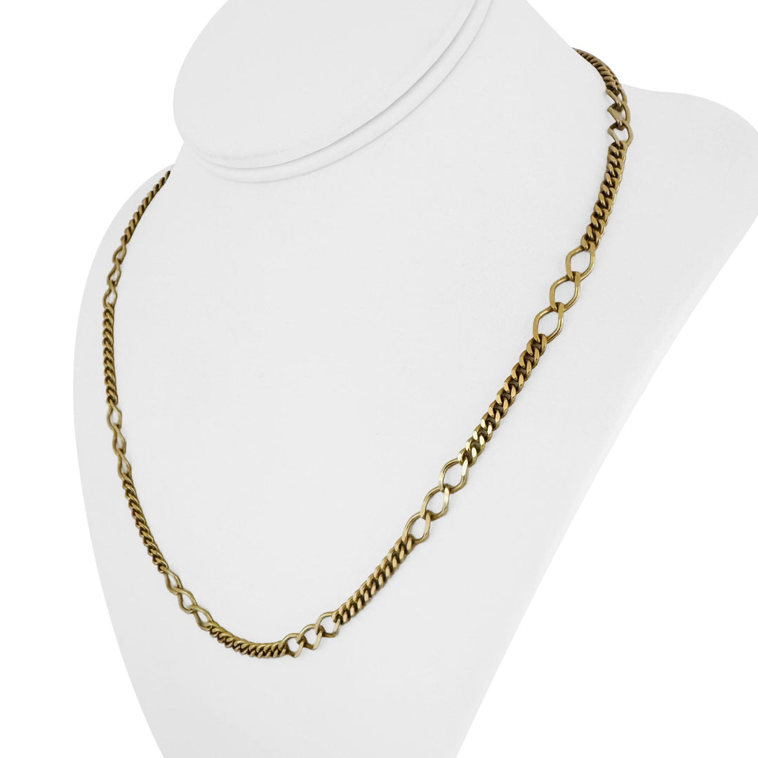 18k Yellow Gold 21.8g Vintage Solid 5mm Curb Link Station Necklace Italy 20"