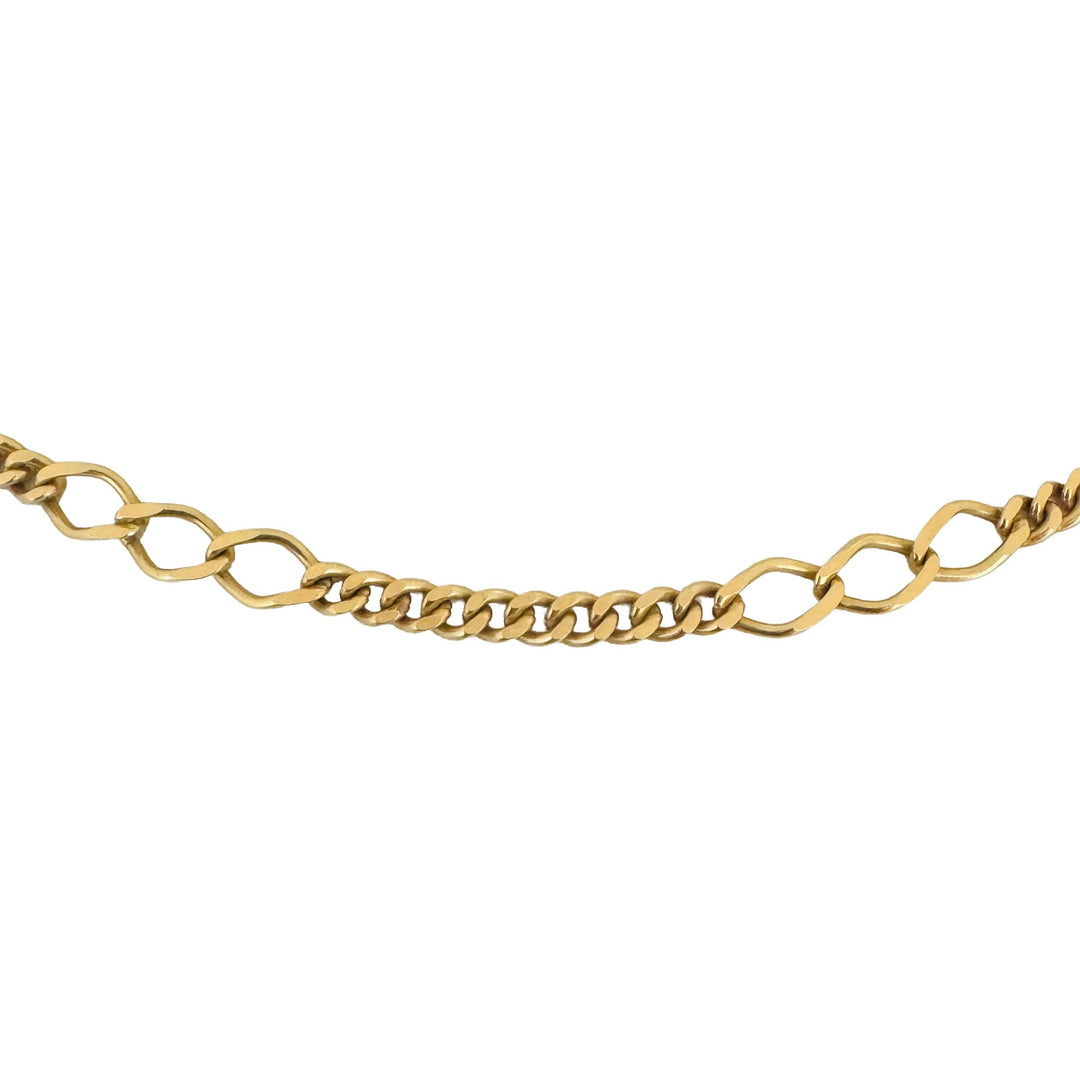 18k Yellow Gold 21.8g Vintage Solid 5mm Curb Link Station Necklace Italy 20"