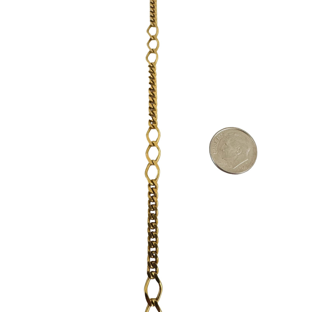 18k Yellow Gold 21.8g Vintage Solid 5mm Curb Link Station Necklace Italy 20"