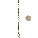 18k Yellow Gold 21.8g Vintage Solid 5mm Curb Link Station Necklace Italy 20"