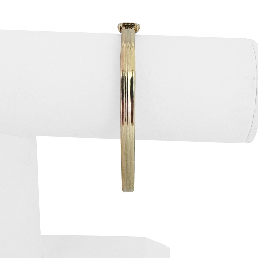 14k Yellow White and Rose Gold 10g Ribbed Bangle Bracelet Italy 7"