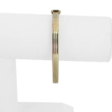 14k Yellow White and Rose Gold 10g Ribbed Bangle Bracelet Italy 7"