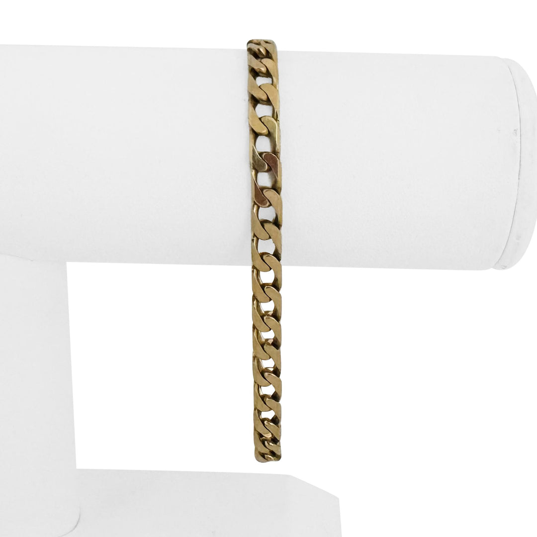 14k Yellow Gold 13.7g Solid Vintage UnoAErre Squared Curb Link Bracelet Italy 8"