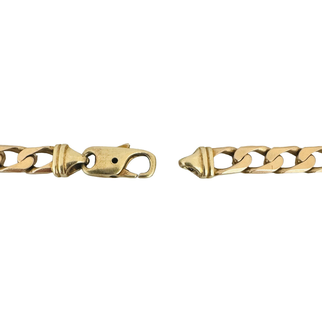 14k Yellow Gold 13.7g Solid Vintage UnoAErre Squared Curb Link Bracelet Italy 8"
