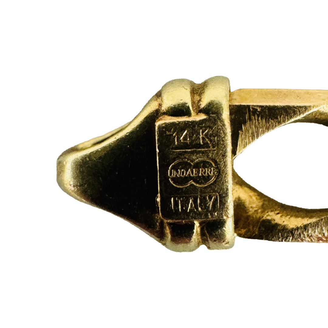 14k Yellow Gold 13.7g Solid Vintage UnoAErre Squared Curb Link Bracelet Italy 8"
