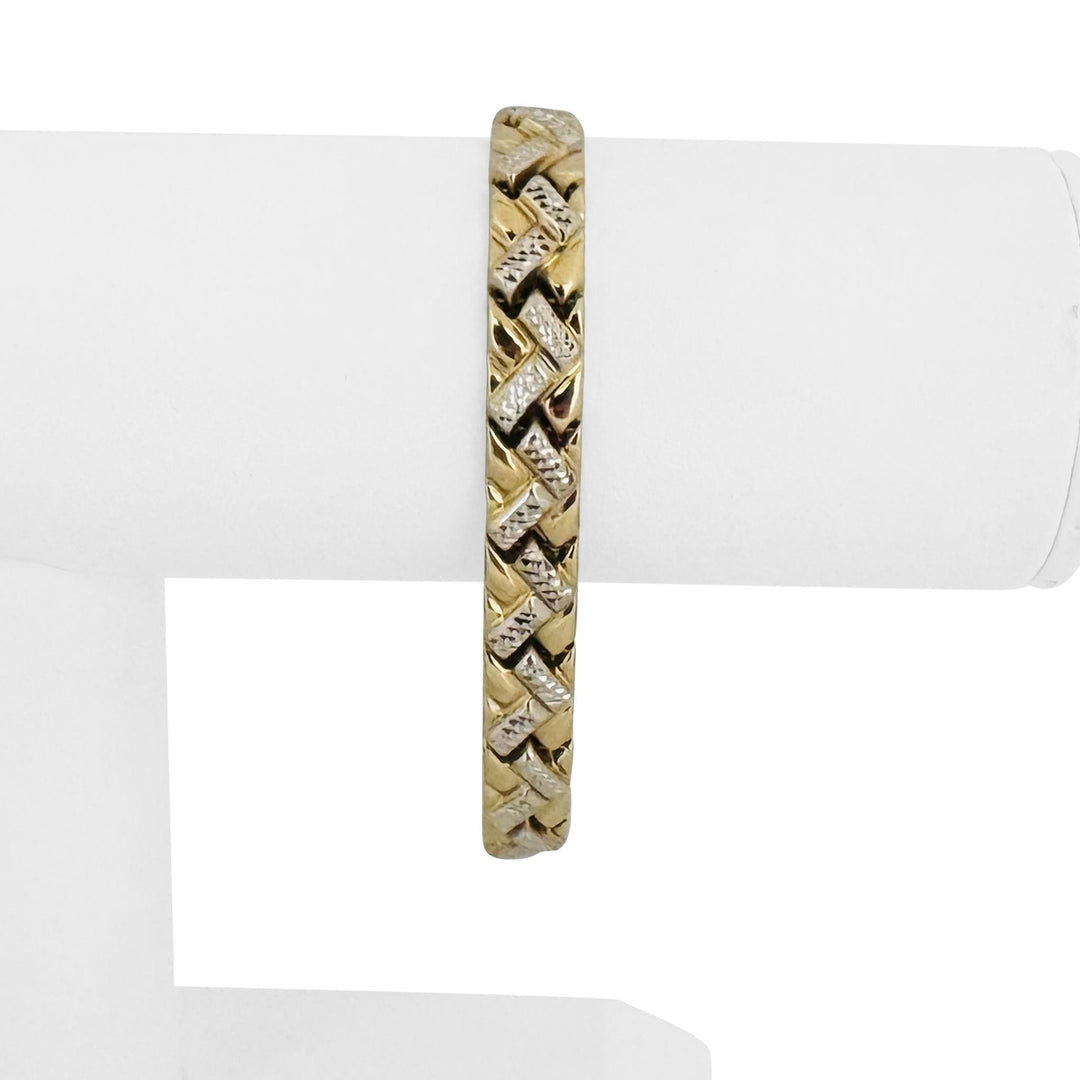 14k Yellow and White Gold 11.7g Diamond Cut Fancy Link Bracelet 7.25"