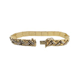 14k Yellow and White Gold 11.7g Diamond Cut Fancy Link Bracelet 7.25"