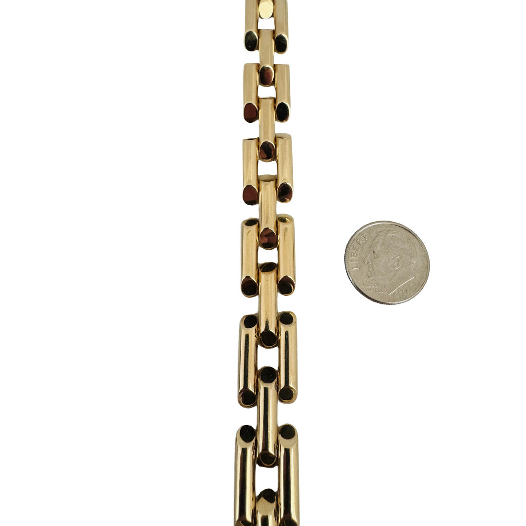 14k Yellow Gold 23.6g Vintage Polished 11.5mm Panther Link Bracelet Italy 6.5"