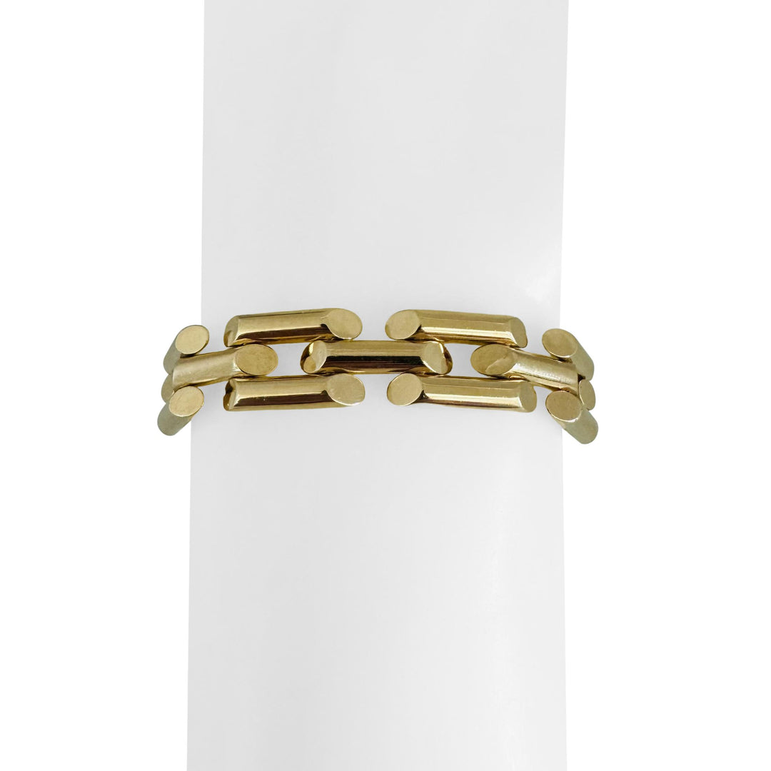 14k Yellow Gold 23.6g Vintage Polished 11.5mm Panther Link Bracelet Italy 6.5"