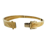 14k Yellow Gold 11.7g Vintage Graduated Concave Floral Bangle Bracelet 7.25"