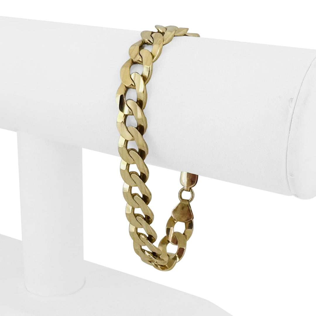 14k Yellow Gold 24.8g Solid Heavy 10mm Curb Link Bracelet Italy 7.5"