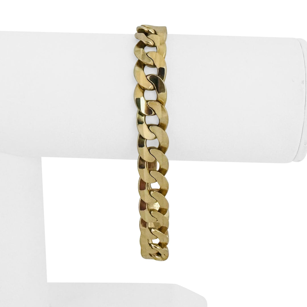 14k Yellow Gold 24.8g Solid Heavy 10mm Curb Link Bracelet Italy 7.5"