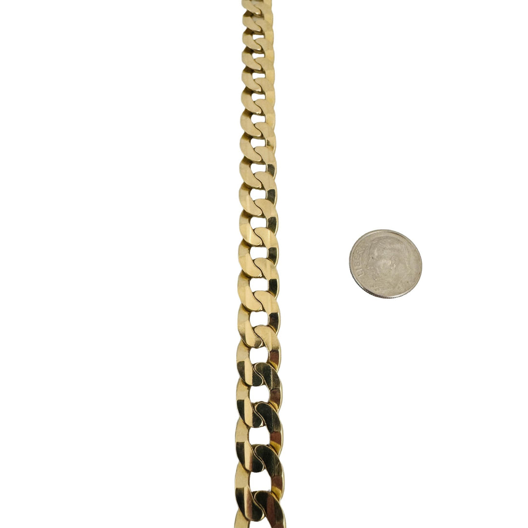 14k Yellow Gold 24.8g Solid Heavy 10mm Curb Link Bracelet Italy 7.5"