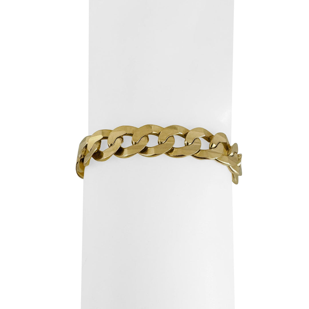 14k Yellow Gold 24.8g Solid Heavy 10mm Curb Link Bracelet Italy 7.5"