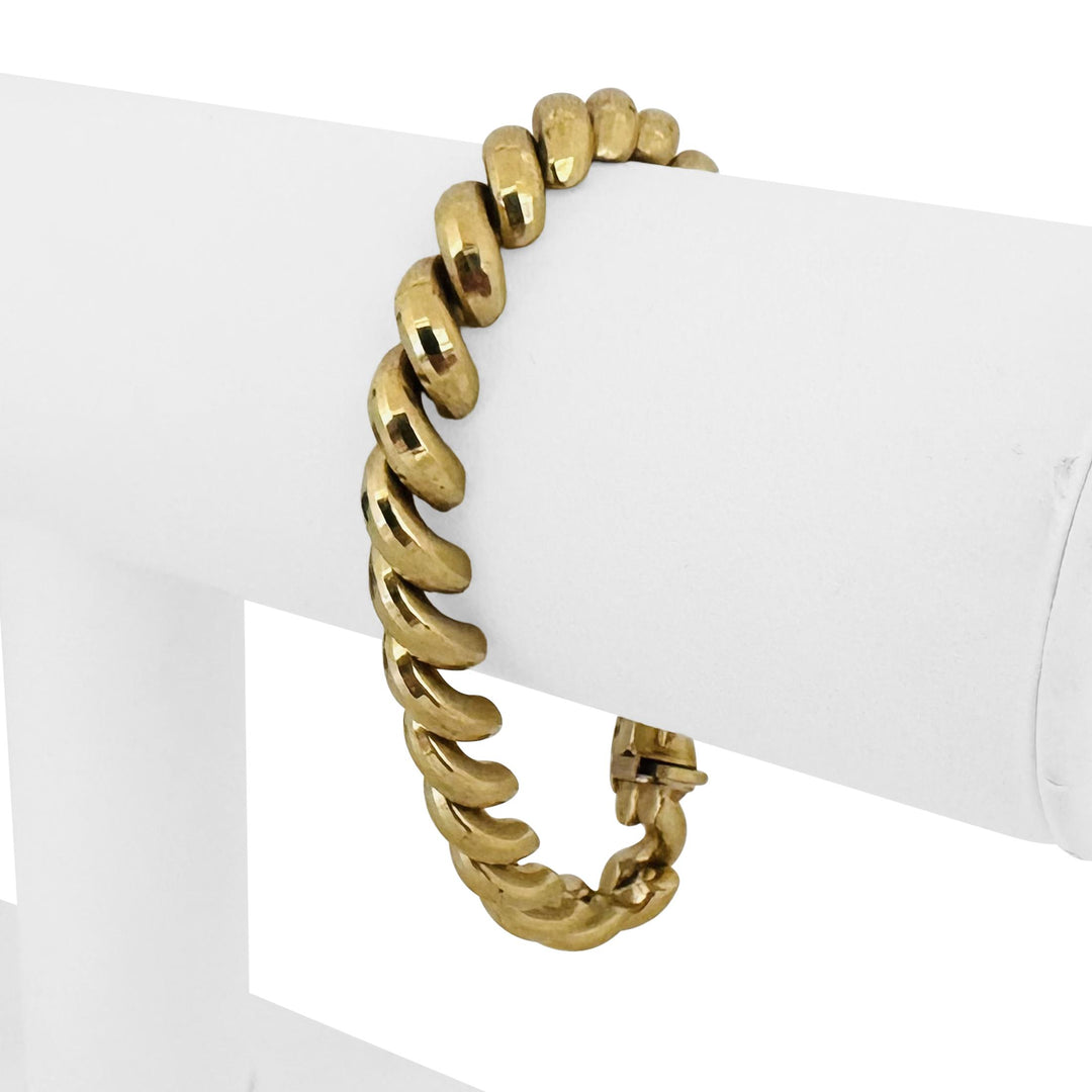 14k Yellow Gold 11.9g Faceted Ladies 8mm San Marco Link Bracelet 6.75"