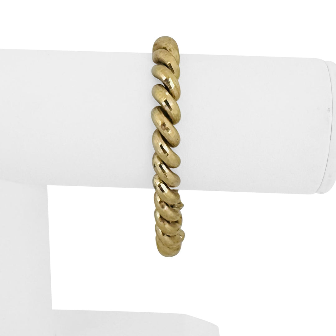 14k Yellow Gold 11.9g Faceted Ladies 8mm San Marco Link Bracelet 6.75"