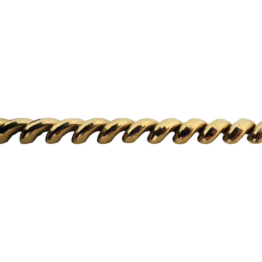 14k Yellow Gold 11.9g Faceted Ladies 8mm San Marco Link Bracelet 6.75"