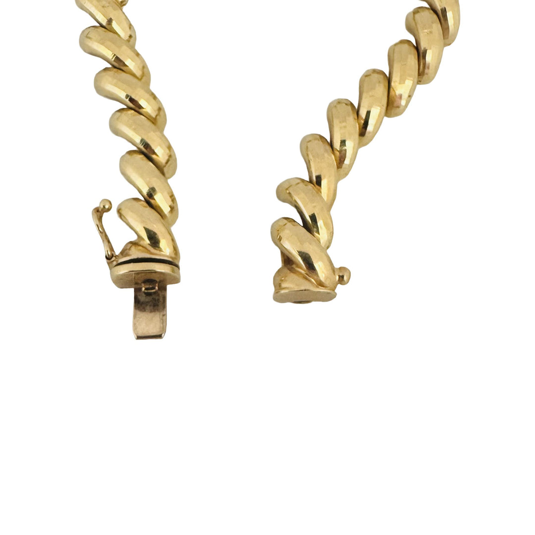 14k Yellow Gold 11.9g Faceted Ladies 8mm San Marco Link Bracelet 6.75"