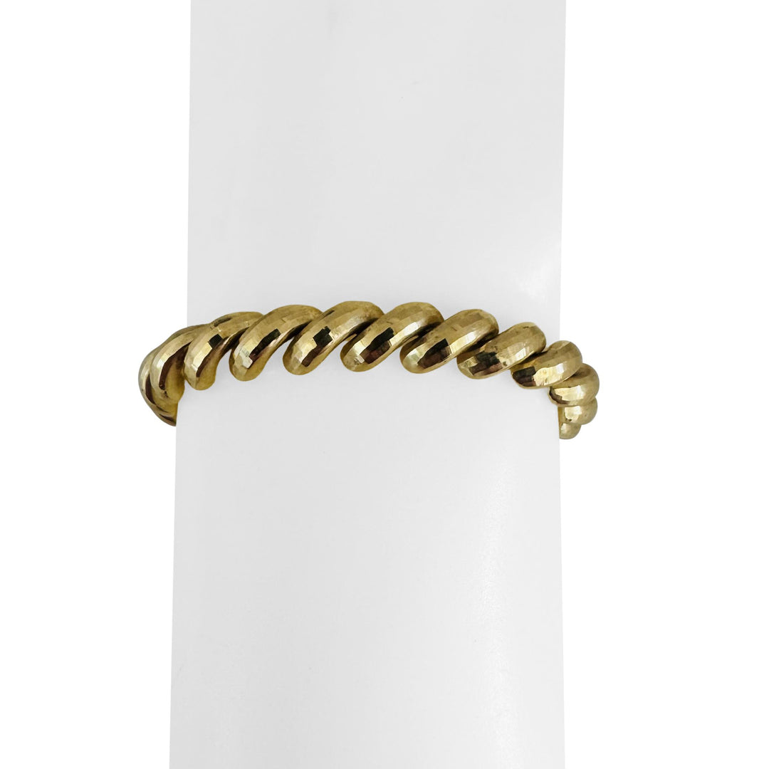 14k Yellow Gold 11.9g Faceted Ladies 8mm San Marco Link Bracelet 6.75"