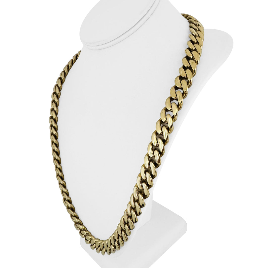 10k Yellow Gold 79.2g Thick Semi Solid 12mm Cuban Link Chain Necklace 26"