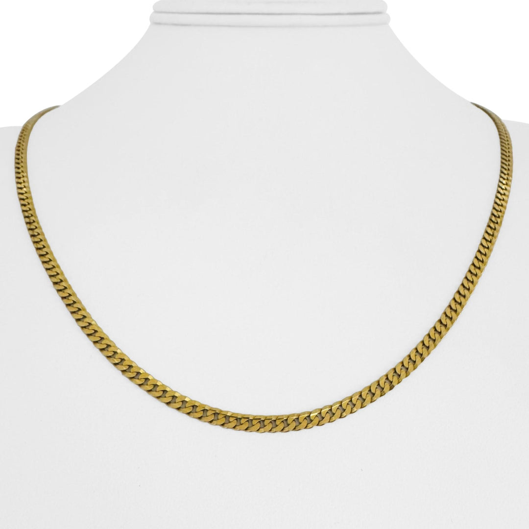 10k Yellow Gold 8.5g Solid Flat Thin 3mm Curb Link Chain Necklace Italy 20"